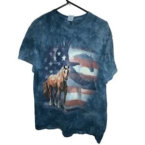 2013 The Mountain Horse, red ,white and Blue  USA. Tie dye T shirt. Size large